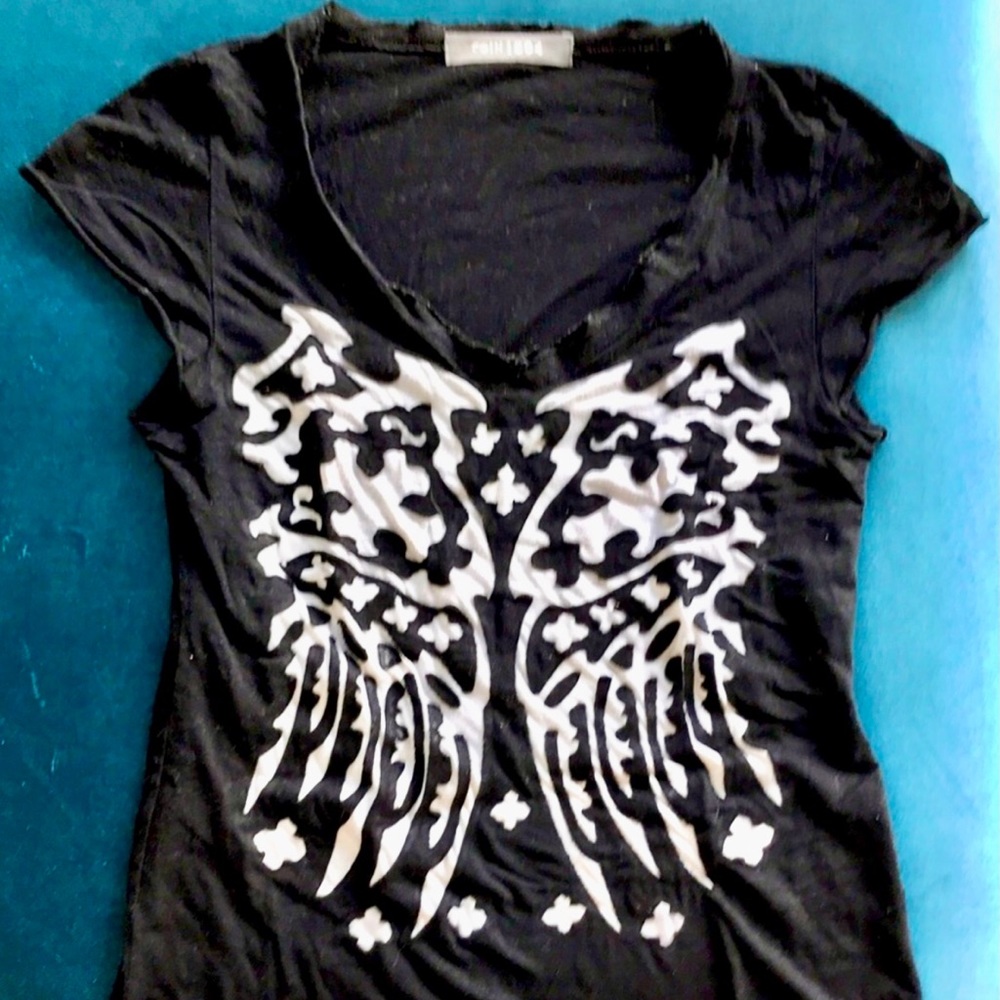 COIN1804 T-shirt black w white design S